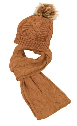 The Knit Pom Pom Beanie & Scarf Set