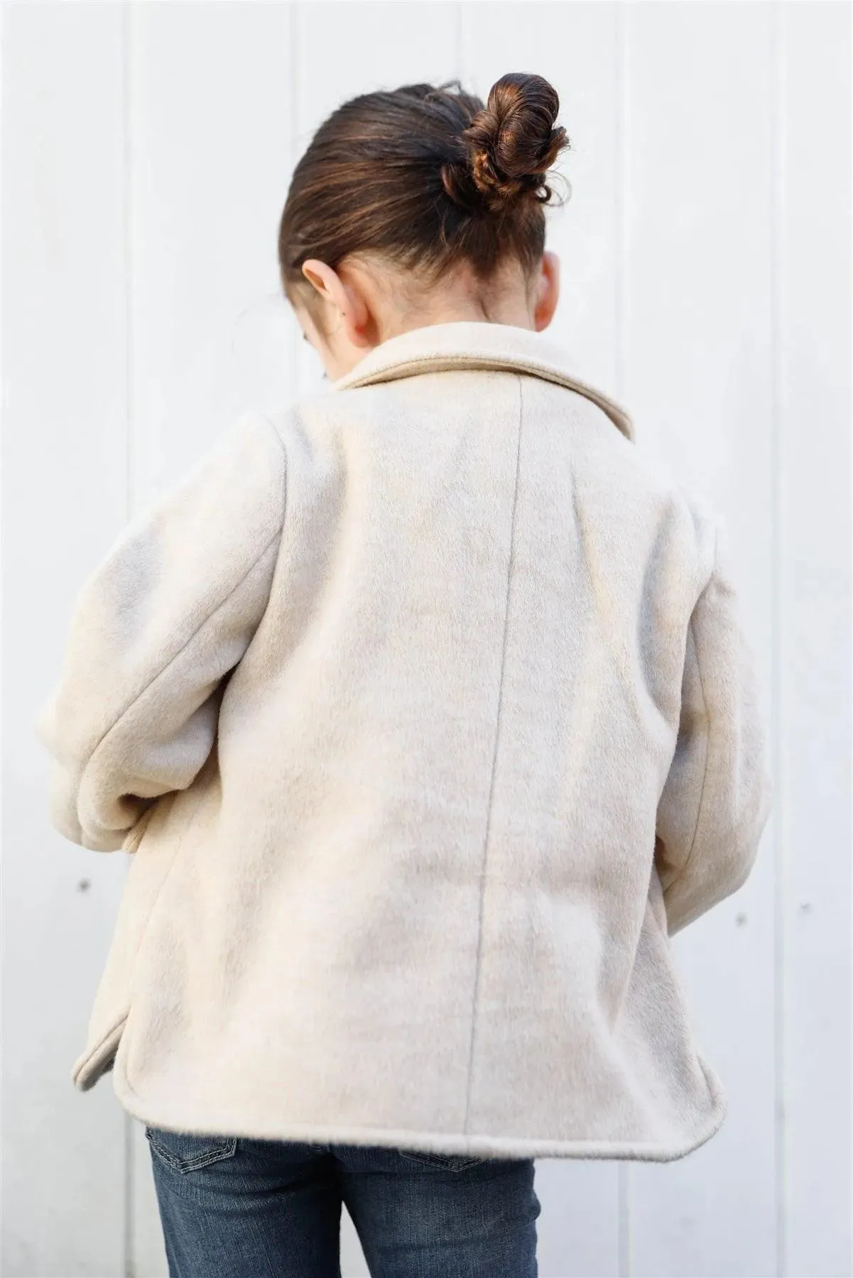 Toddler Girls Light Brown Viscose Blend Collared Button Up Jacket /1-2-2-1