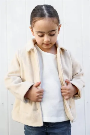 Toddler Girls Light Brown Viscose Blend Collared Button Up Jacket /1-2-2-1