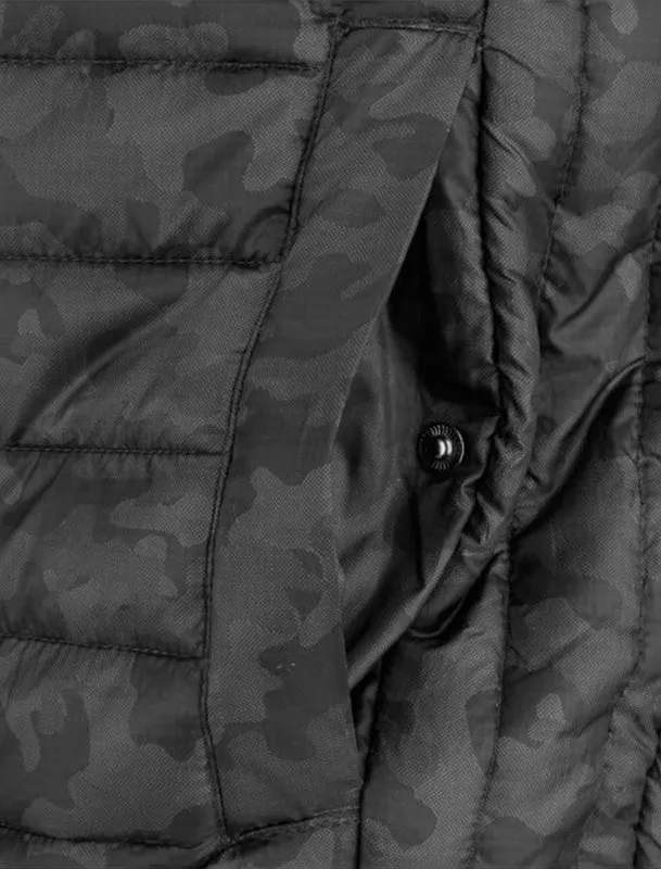 Tommy Camouflage Print Puffer Jacket In Black