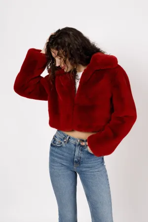 Velma Red Faux Fur Cropped Jacket