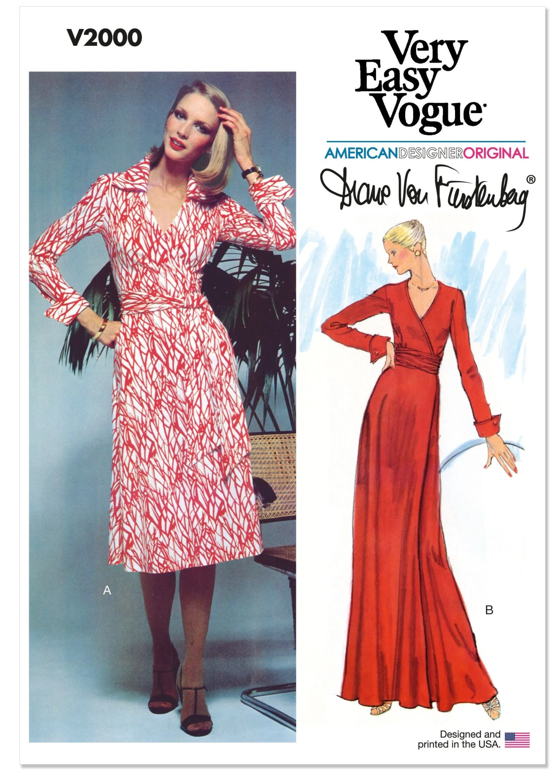 Vogue Sewing Pattern 2000 Classic 1970's Wrap Dress by Diane Von Furstenberg