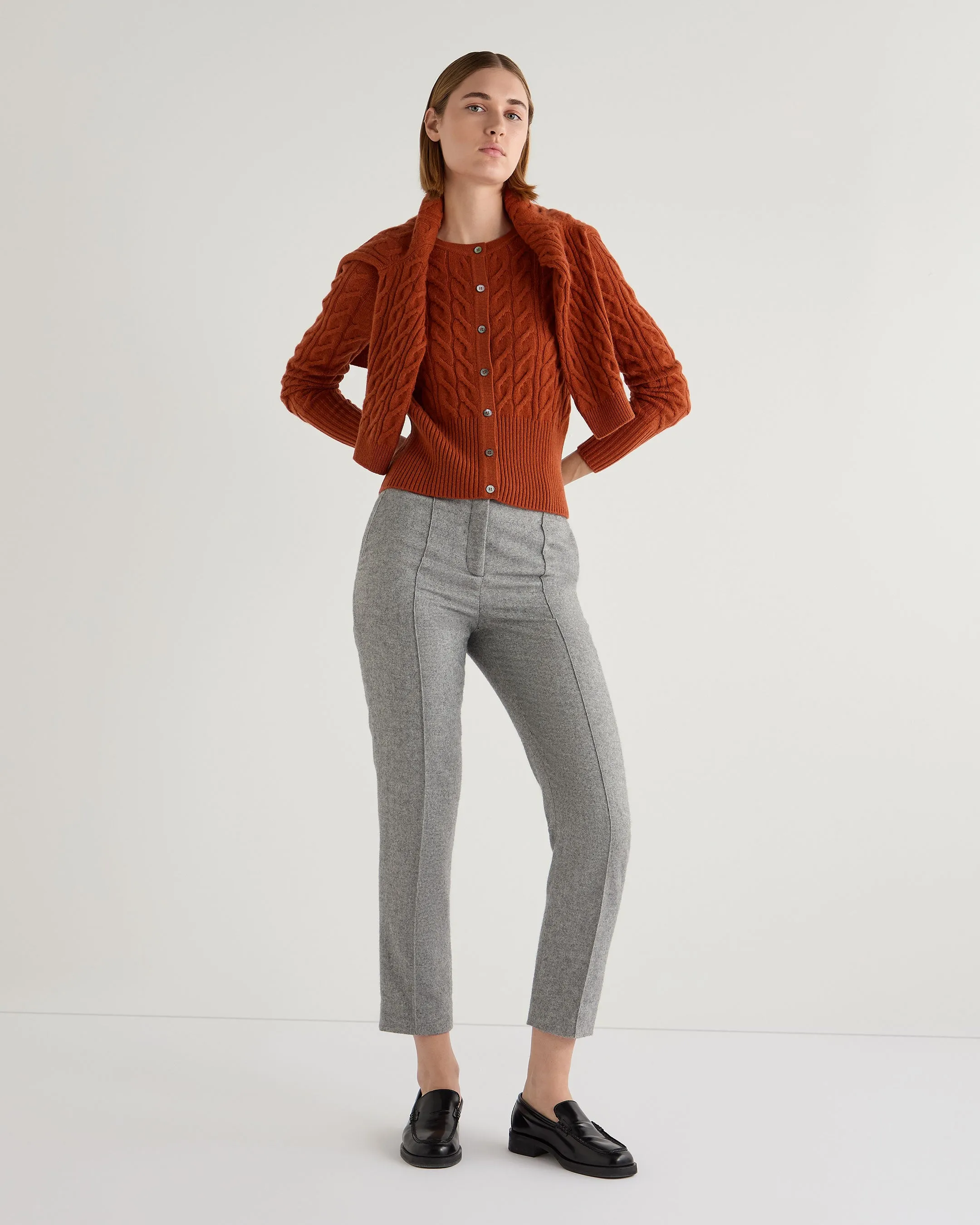 Women's Myla Cable Cashmere Cardigan Rust Orange