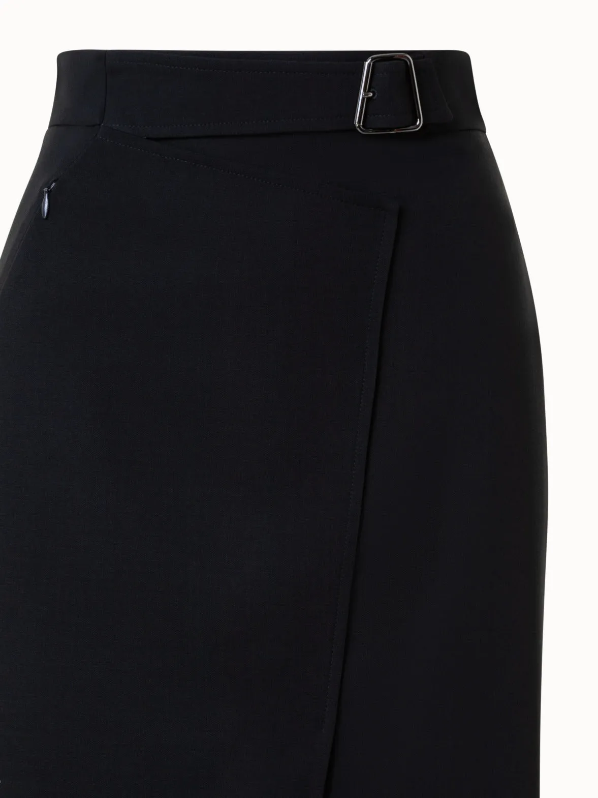 Wool Double-Face Wrap Effect Pencil Skirt