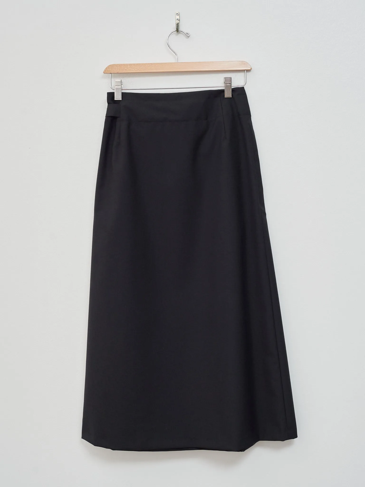 Wool Tropical Washed Skirt - Black