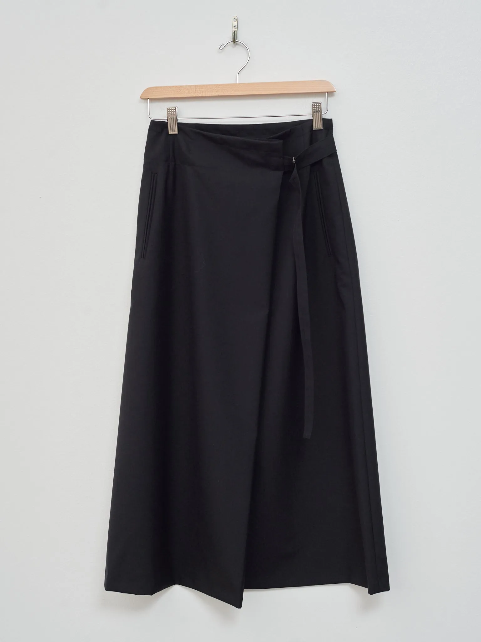 Wool Tropical Washed Skirt - Black